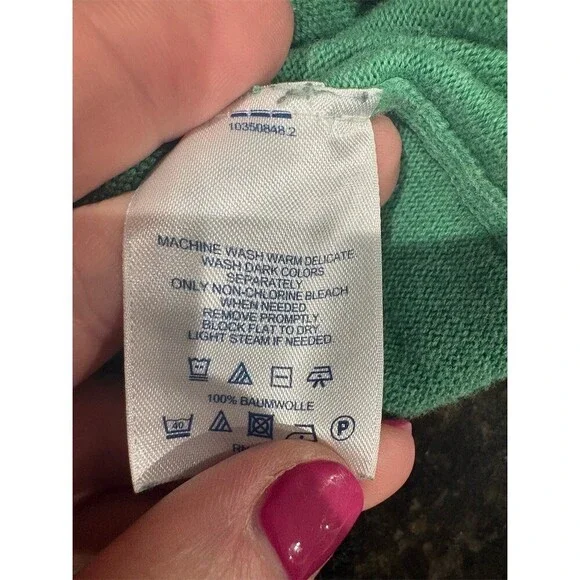 Lands’ End Sweater Mens Size L Green V-Neck Pullover Long Sleeve Knit - Picture 8 of 9